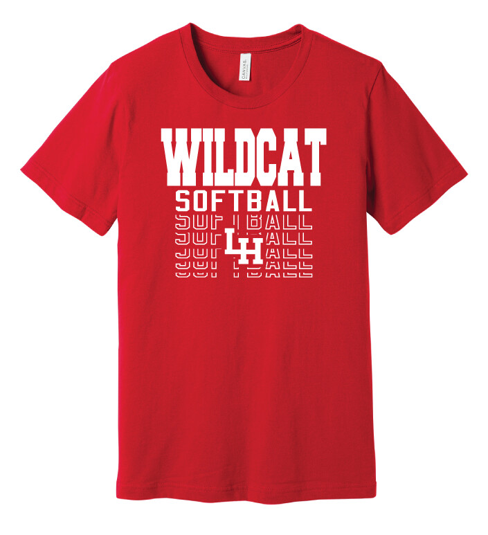 LH Softball - Fade Away - Bella+Canvas Short Sleeve, Color: Red