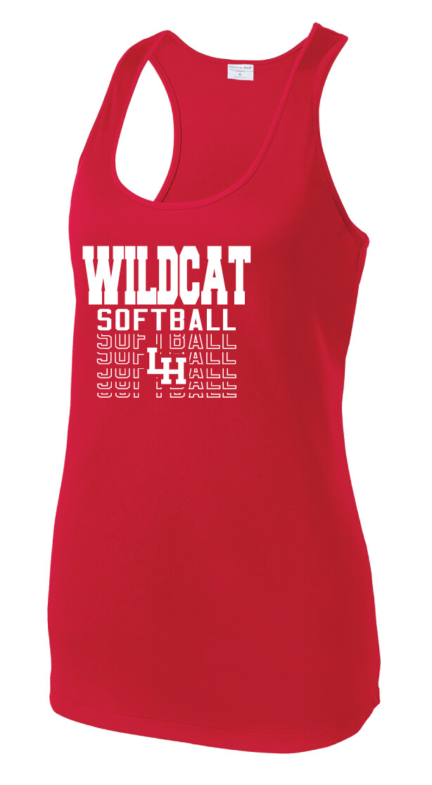 LH Softball - Fade Away - Dri-Fit Racerback Tank, Color: Red