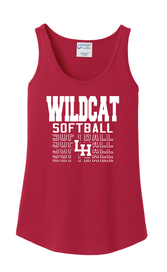 LH Softball - Fade Away - Cotton Tank, Color: Red