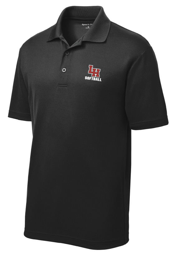LH Softball - Mens Embroidered Polo, Garment Color: Black