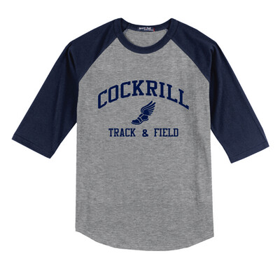 Cockrill T&amp;F - Boys Navy Design - Raglan Baseball