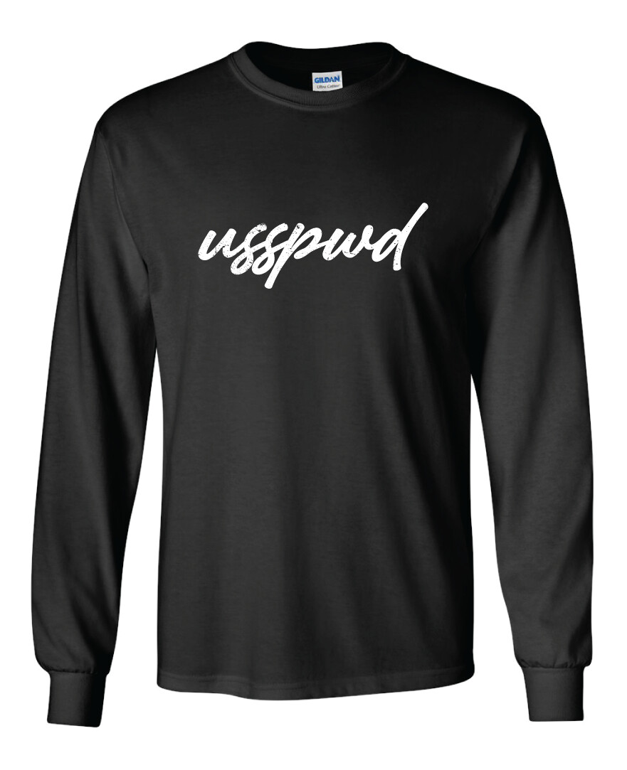 USSPWDC - Distressed Script - Unisex Long Sleeve, Garment Color: Black