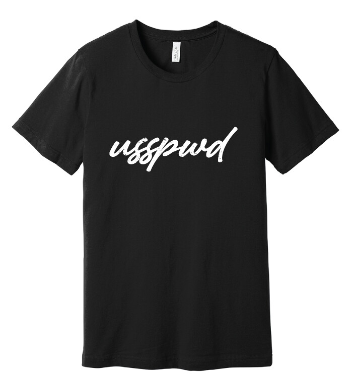 USSPWDC - Distressed Script - Unisex Bella+Canvas Short Sleeve, Garment Color: Black