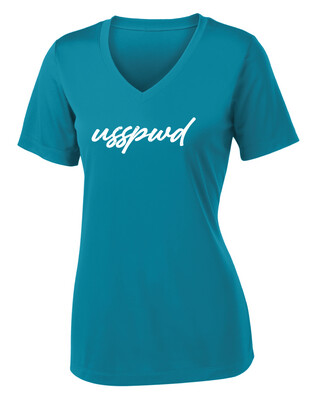 USSPWDC - Distressed Script - Ladies Dri-Fit V-Neck