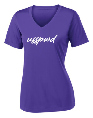 USSPWDC - Distressed Script - Ladies Dri-Fit V-Neck