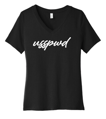 USSPWDC - Distressed Script - Ladies Bella+Canvas V-Neck