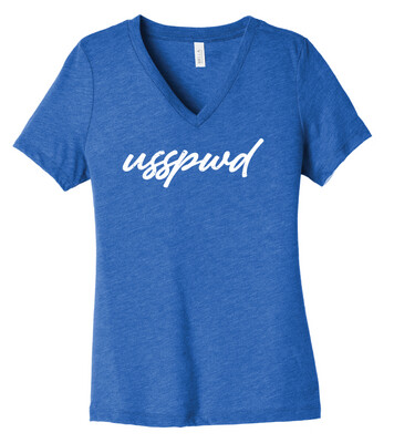 USSPWDC - Distressed Script - Ladies Bella+Canvas V-Neck
