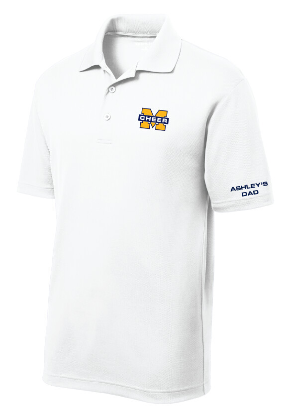 McKinney Cheer - Embroidered Men&#39;s Polo, Garment Color: White
