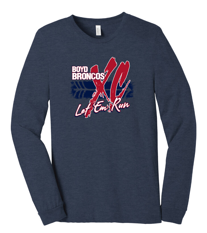 Boyd XC/T&amp;F - Big XC - Bella+Canvas Long Sleeve, Color: Heather Navy
