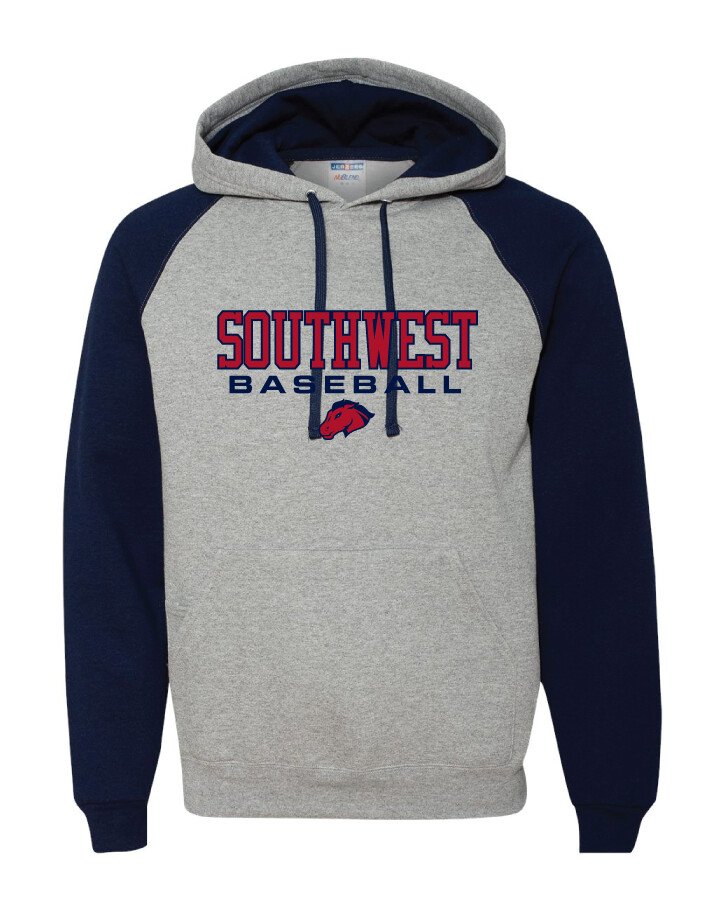 USW Baseball - Southwest Block - Raglan Hoodie, Color: Navy / Grey