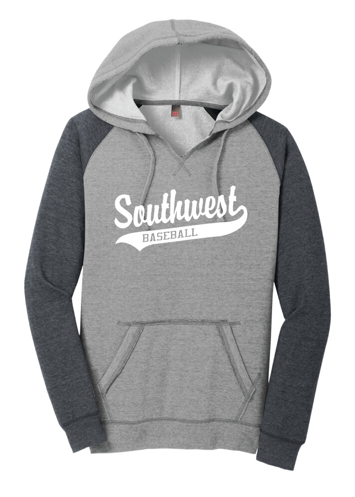 USW Baseball - Southwest Script - Lightweight Raglan Hoodie, Color: Heather Grey