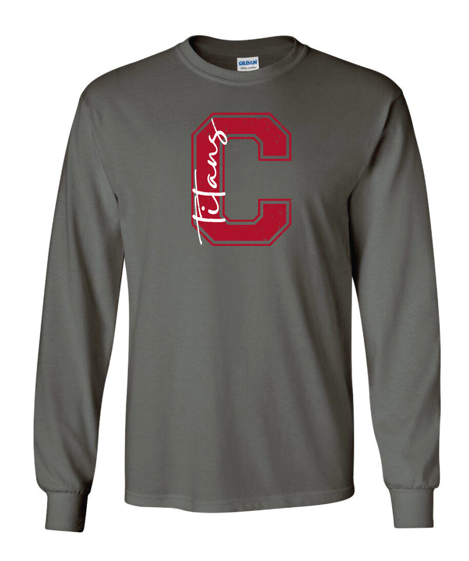 Centennial Football - Big C - Long Sleeve, Color: Charcoal