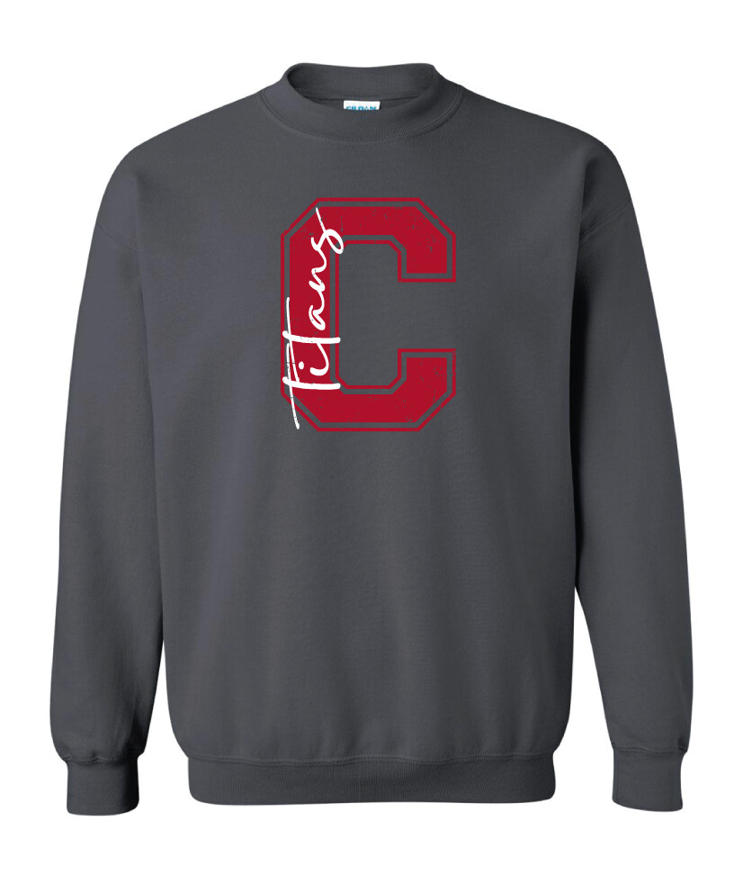 Centennial Football - Big C - Crew Sweatshirt, Color: Charcoal