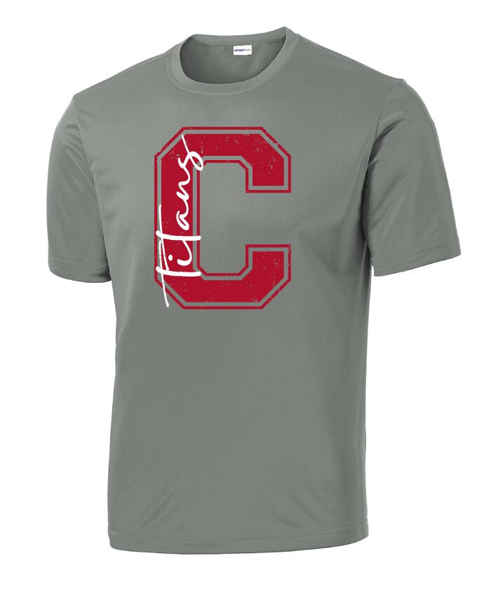 Centennial Football - Big C - Dri-Fit Short Sleeve, Color: Grey Concrete