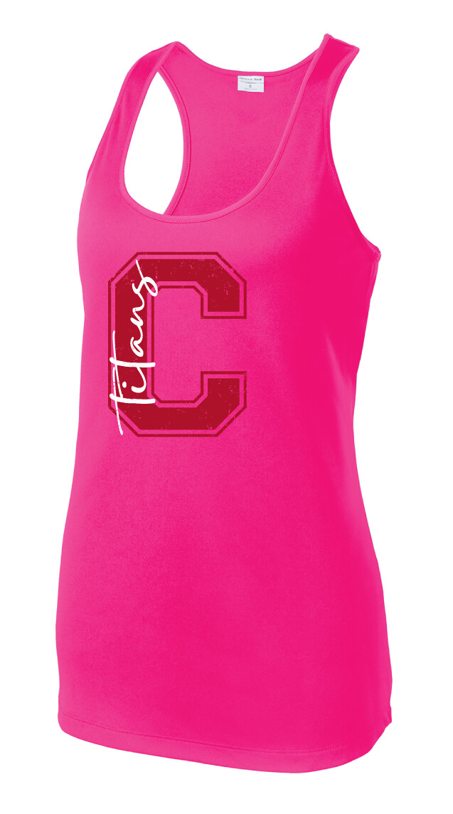 Centennial Football - Big C - Dri-Fit Racerback Tank, Color: Hot Pink