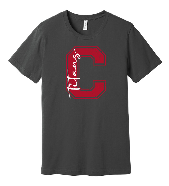 Centennial Football - Big C - Bella+Canvas Short Sleeve, Color: Charcoal