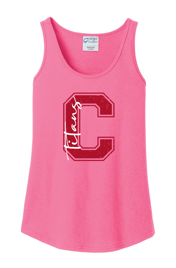 Centennial Football - Big C - Cotton Tank, Color: Hot Pink