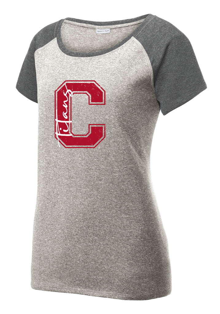 Centennial Football - Big C - Heather Scoop Neck, Color: Grey / Graphite
