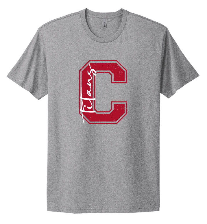 Centennial Football - Big C - NextLevel Short Sleeve, Color: Heather Grey