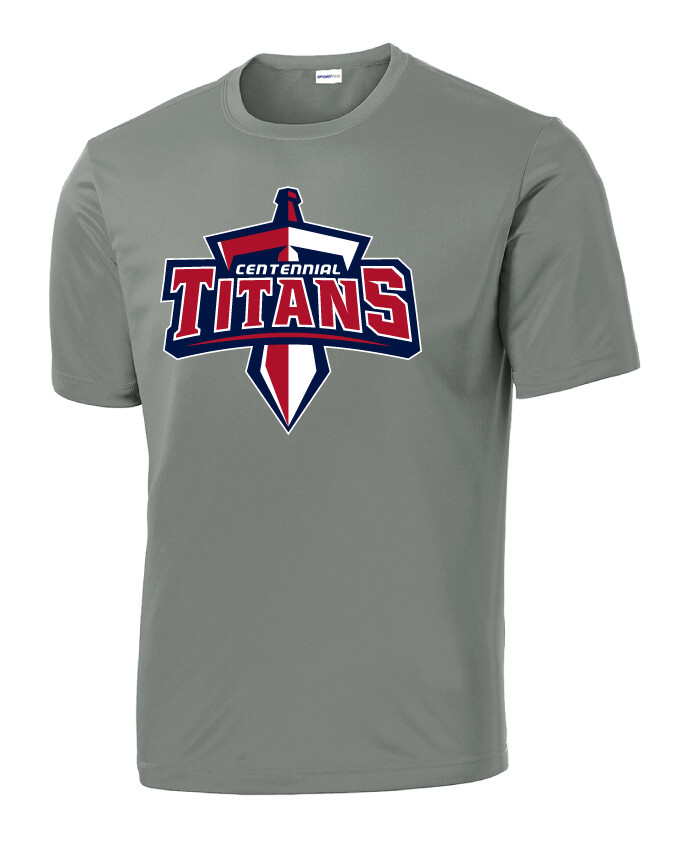 Centennial Football - Big Logo - Dri-Fit Short Sleeve, Color: Grey Concrete
