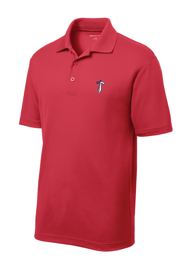 Centennial Football - Embroidered Men&#39;s Polo, Garment Color: Red, Style ST640 Size: Adult S