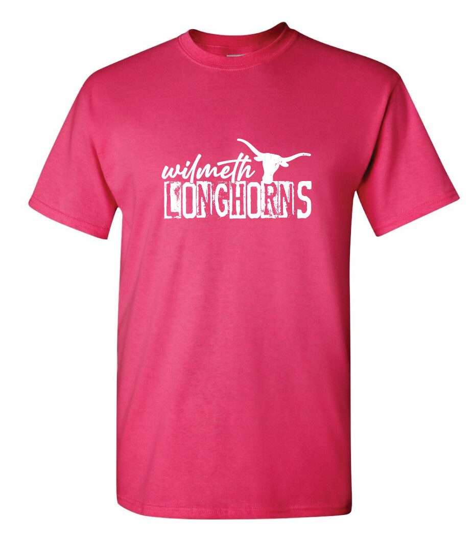 Wilmeth - Distressed Block - Short Sleeve, Garment Color: Hot Pink