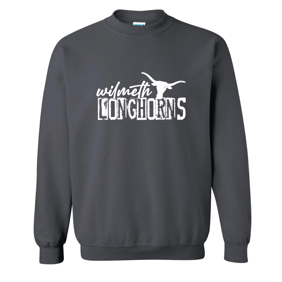 Wilmeth - Distressed Block - Crew Sweatshirt, Garment Color: Charcoal