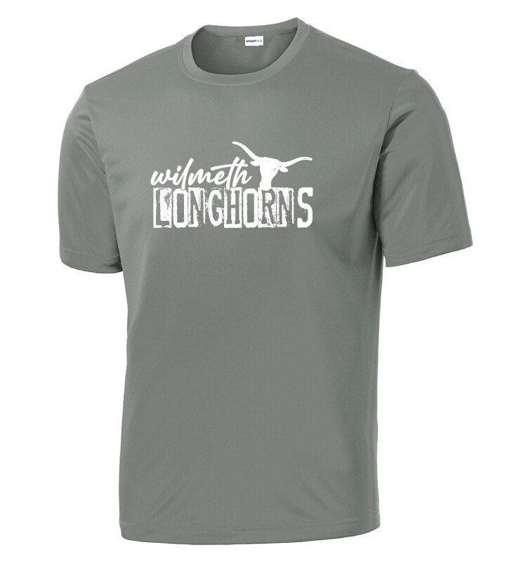 Wilmeth - Distressed Block - Dri-FIt Short Sleeve, Garment Color: Grey Concrete