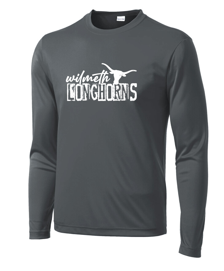 Wilmeth - Distressed Block - Dri-FIt Long Sleeve, Garment Color: Iron Grey