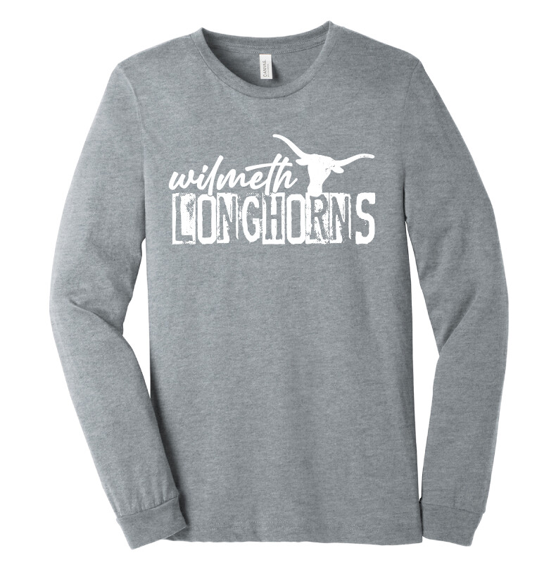 Wilmeth - Distressed Block - Bella+Canvas Long Sleeve, Garment Color: Athletic Heather