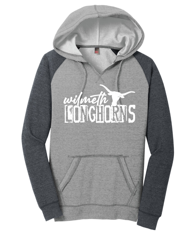 Wilmeth - Distressed Block - Lightweight Raglan Hoodie, Garment Color: Heather Grey