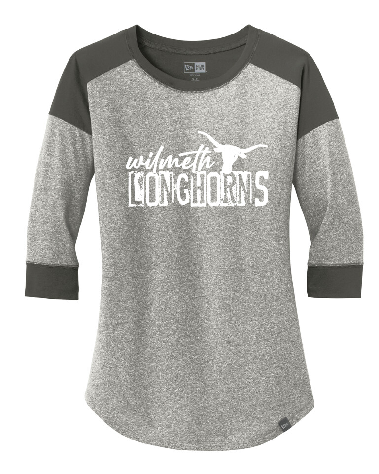 Wilmeth - Distressed Block - 3/4 Sleeve Baseball Raglan Tee, Garment Color: Graphite / Light Graphite
