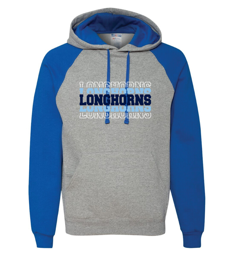 Wilmeth - Echo - Raglan Hoodie, Garment Color: Grey / Royal
