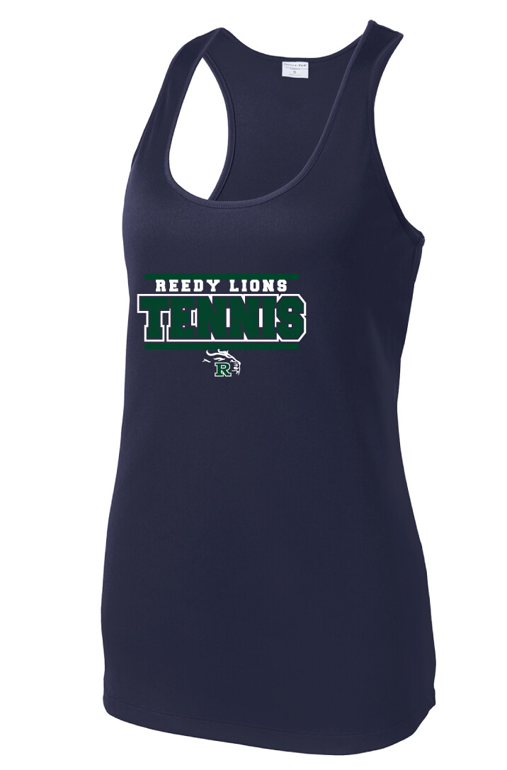 Reedy Tennis - Block Jersey - Dri-Fit Racerback Tank, Color: Navy