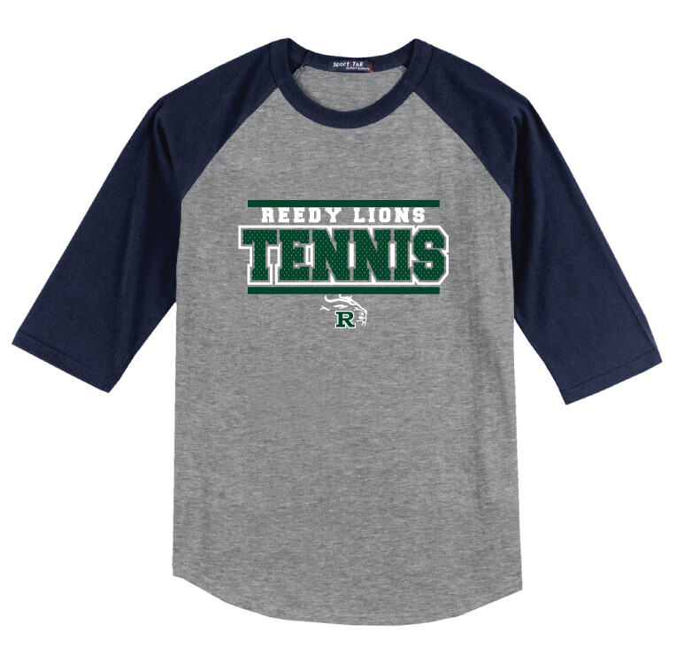Reedy Tennis - Block Jersey - Raglan Baseball, Color: Grey / Navy