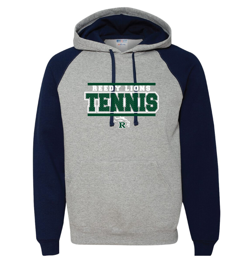 Reedy Tennis - Block Jersey - Raglan Hoodie, Color: Grey / Navy