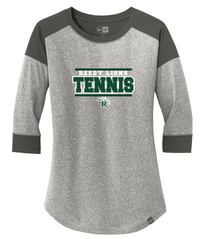 Reedy Tennis - Block Jersey - 3/4 Sleeve Raglan Tee, Color: Graphite / Light Graphite Heather