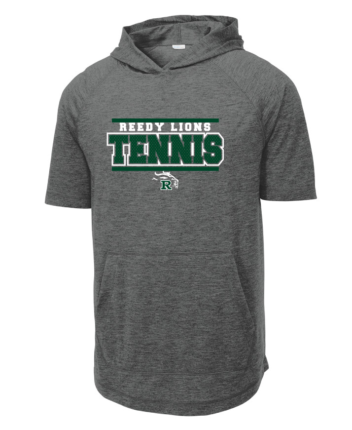 Reedy Tennis - Block Jersey - Short Sleeve Hoodie, Color: Dark Graphite Heather
