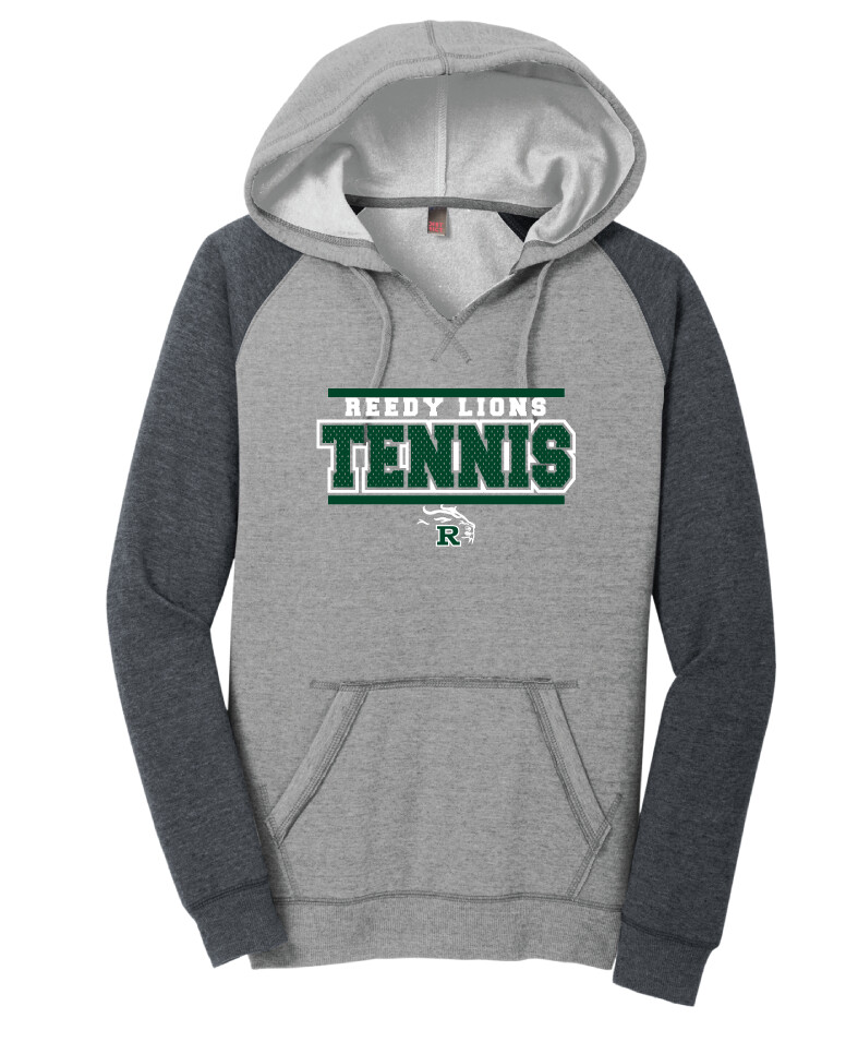 Reedy Tennis - Block Jersey - Lightweight Raglan Hoodie, Color: Heathered Grey