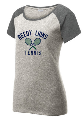 Reedy Tennis - Crossed Rackets - Heather Scoop Neck
