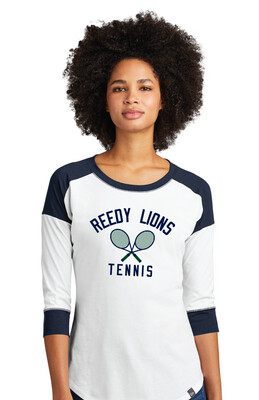 Reedy Tennis - Crossed Rackets - 3/4 Sleeve Baseball Raglan Tee