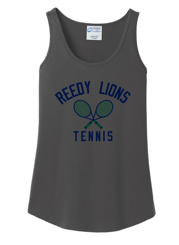 Reedy Tennis - Crossed Rackets - Cotton Tank, Color: Charcoal