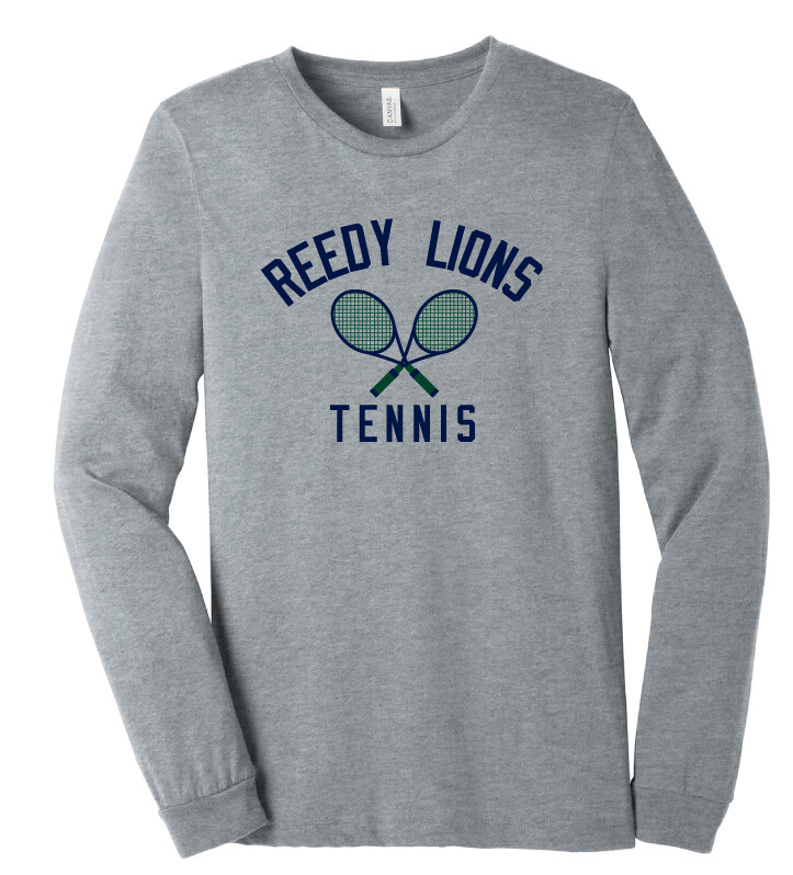 Reedy Tennis - Crossed Rackets - Bella+Canvas Long Sleeve, Color: Athletic Heather