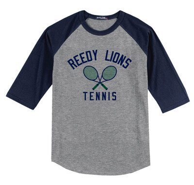 Reedy Tennis - Crossed Rackets - Raglan Baseball