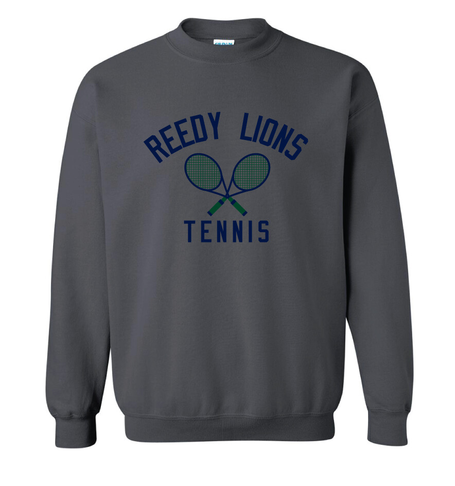 Reedy Tennis - Crossed Rackets - Crew Sweatshirt, Color: Charcoal