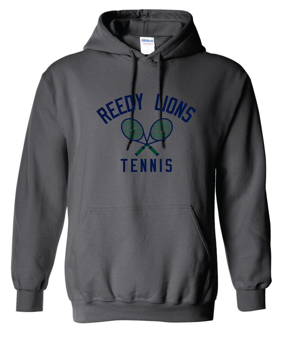 Reedy Tennis - Crossed Rackets - Hoodie, Color: Charcoal