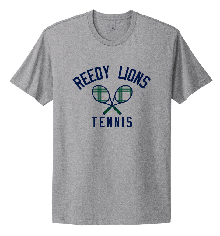 Reedy Tennis - Crossed Rackets - Next Level Short Sleeve, Color: Heather Grey