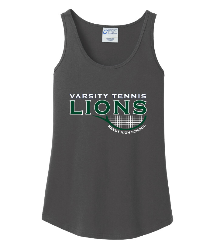 Reedy Tennis - Varsity Half Racket - Cotton Tank, Color: Charcoal