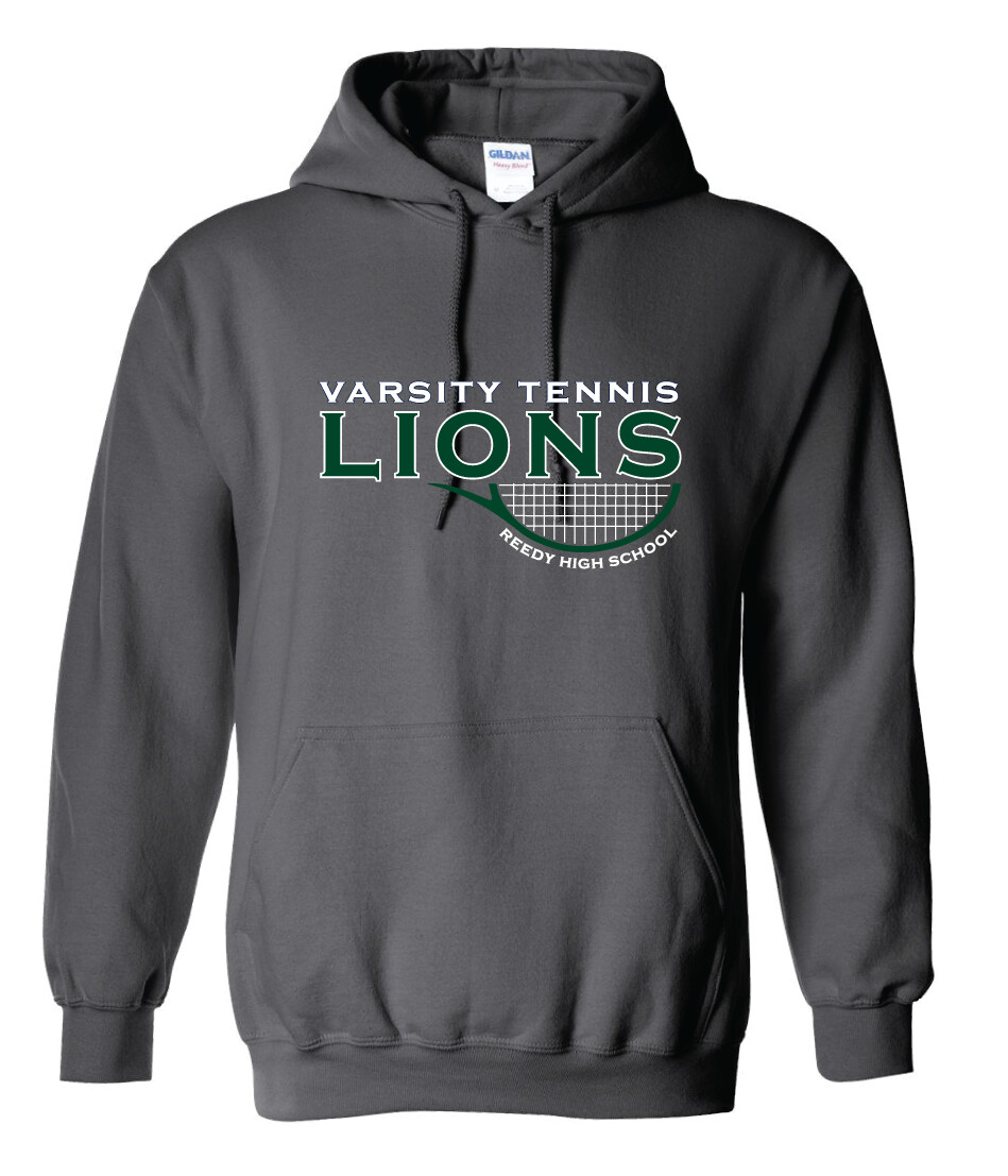 Reedy Tennis - Varsity Half Racket - Hoodie, Color: Charcoal