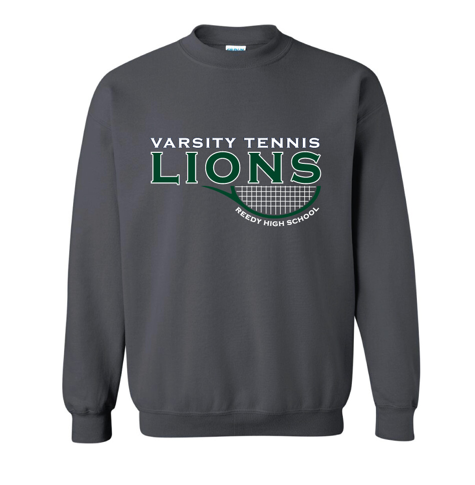 Reedy Tennis - Varsity Half Racket - Crew Sweatshirt, Color: Charcoal